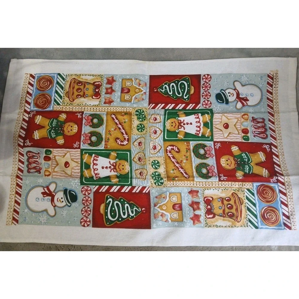 Christmas Gingerbread Kitchen Dish Towels Hots Pads Candy Cane Cookies Recipe‎